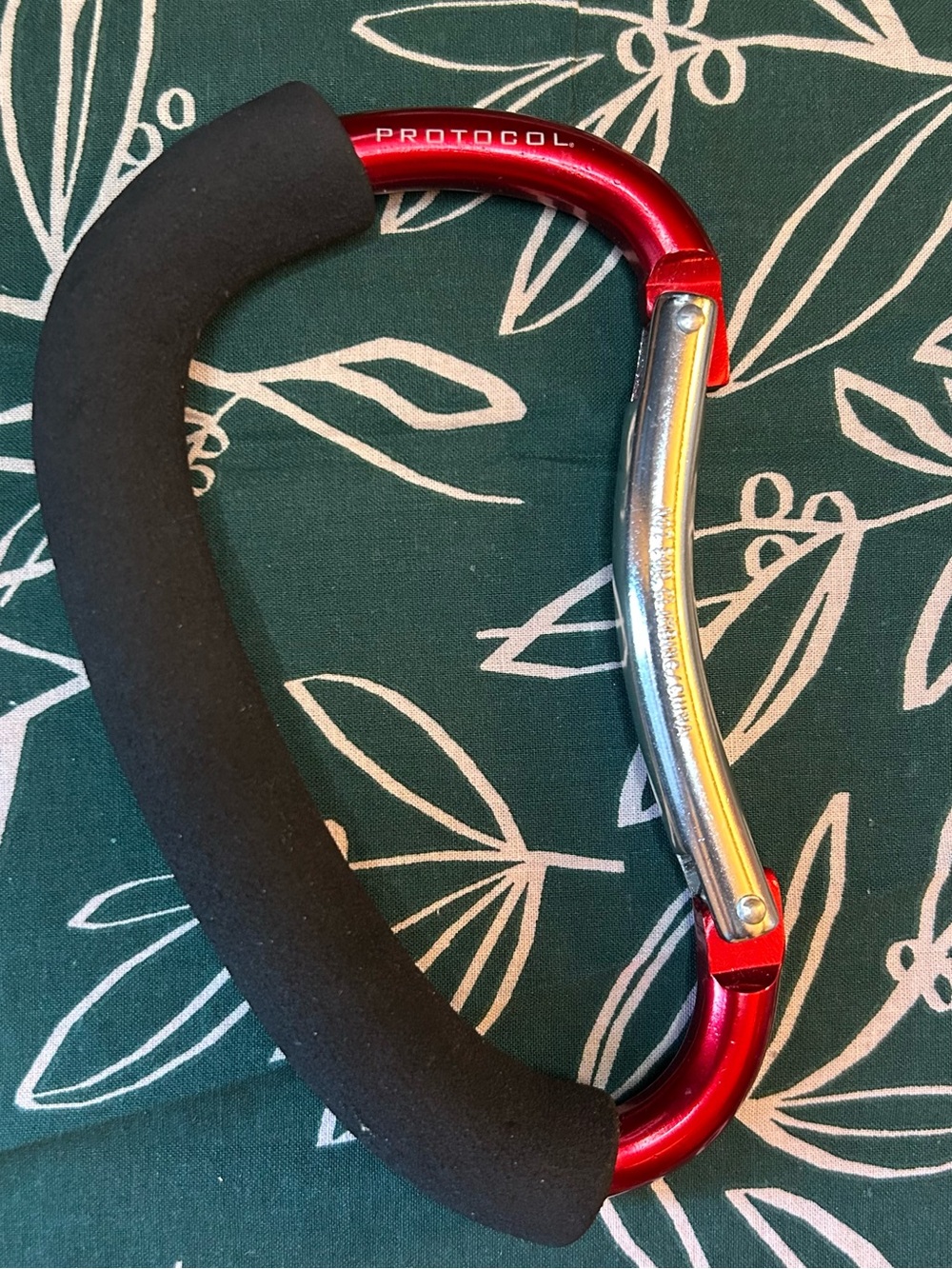 XL Red Protocol carabiner with black foam grip